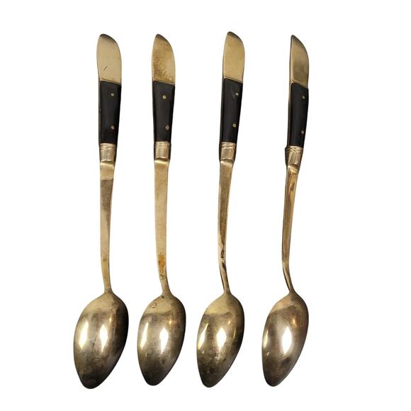 Siam Brass/Bronze Buddha Tea Spoons 7.75" Flatware Thailand Set Of 4 - Picture 2 of 16